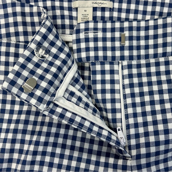 Halogen Cropped Ankle Pants Sz 10 Blue Check Gingham Picnic Euro Summer Classic - Picture 5 of 11
